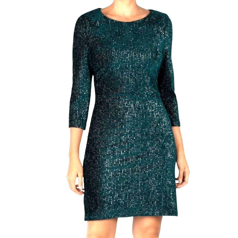 Julia Jordan Velvet and Sequin Long Sleeve Sheath Dress. Size 4. Shimmering